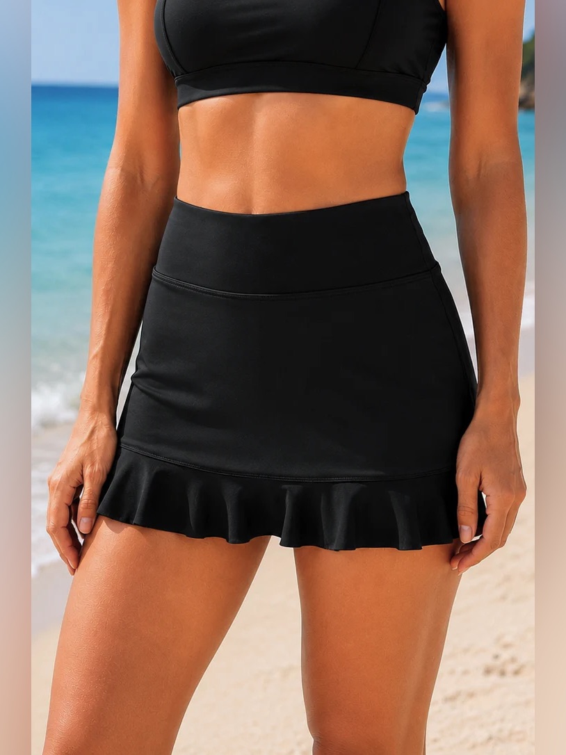 Nwt Black Isle Tummy Tuk Ruffled Swim Skirt L